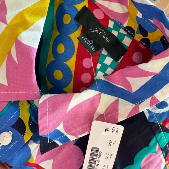 J.Crew Womens Classic Ratti Kaleidoscope Shirt Button Down Collared Size 2 NWT - Picture 4 of 4